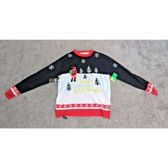 Tipsy Elves 3XL Men’s Yellow Snow Santa Light Up Ugly Christmas Sweater NWT - Picture 1 of 5